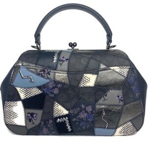 💙Coach Patchwork Leather Frame 1941 Kisslock Bag